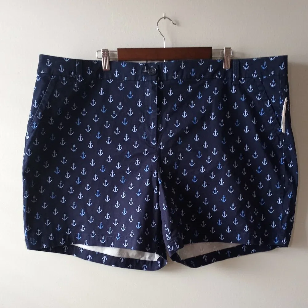 'crown & ivy' 24W Curvy Short Navy/Blues Anchor NWT - Picture 5 of 10